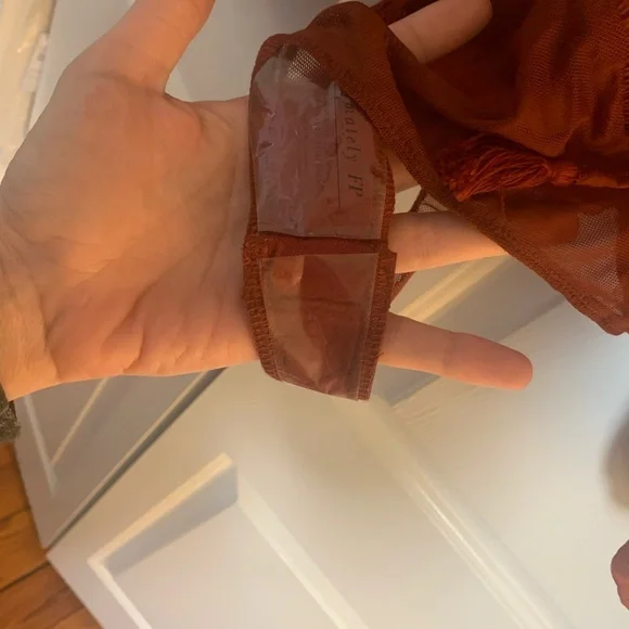 NWOT Free People Long sleeved Body Suit Orange balloon puff sleeve body suit - Picture 2 of 5